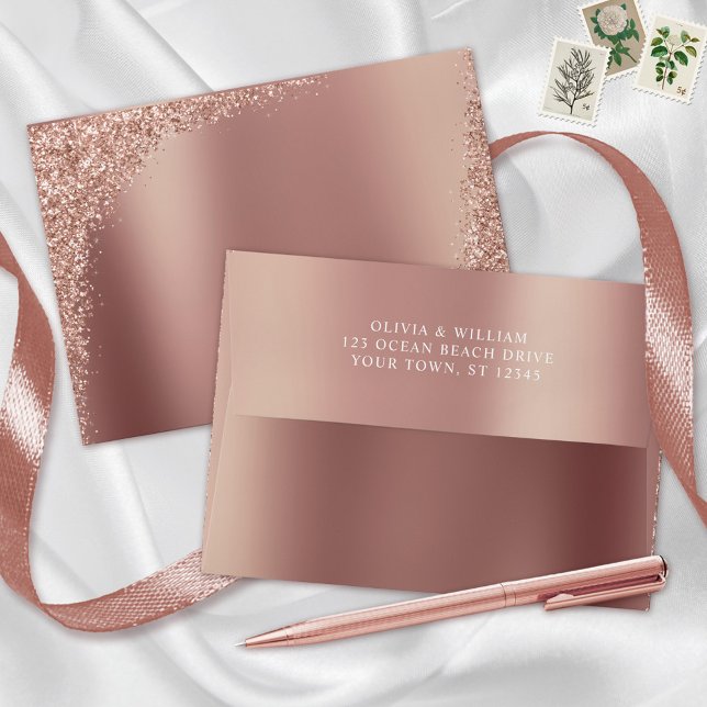 Enveloppe Mariage de Parties scintillant rose Gold (Créateur téléchargé)