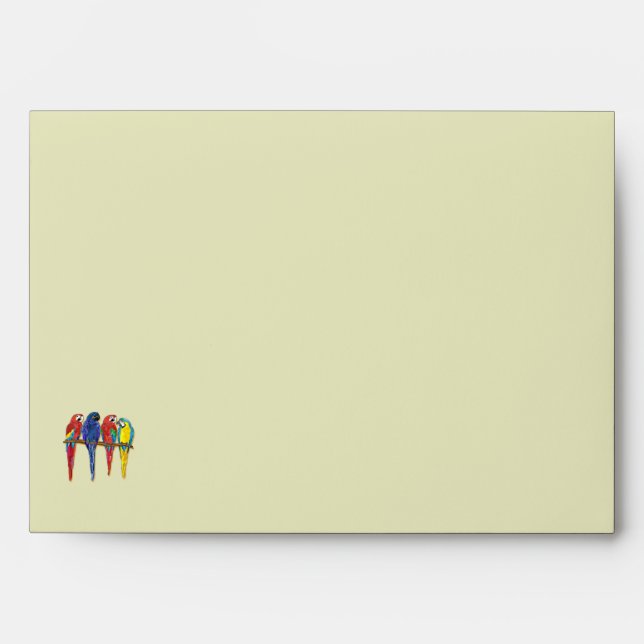 Enveloppe Mariage de perroquets tropicaux (Devant)