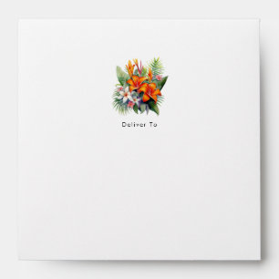Enveloppe Mariage de plage fleurie Feuille tropicale