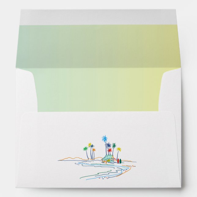 Enveloppe Mariage de plage tropicale (Dos (Bas))