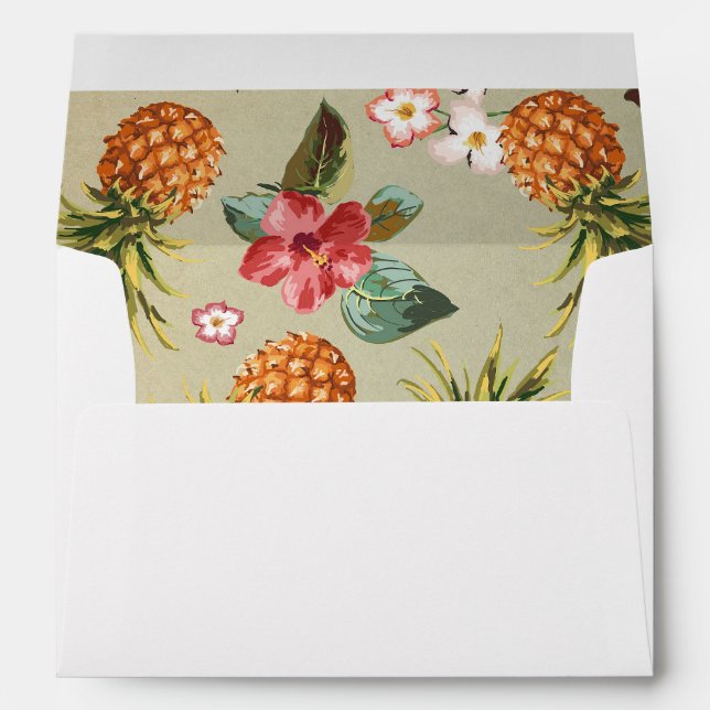 Enveloppe mariage de plage tropicale ananas (Dos (Bas))