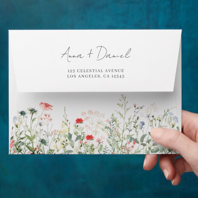 Enveloppe Mariage de prairie fleur sauvage (Hand)