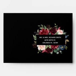Enveloppe Mariage de script élégant à la florale rose vif bo