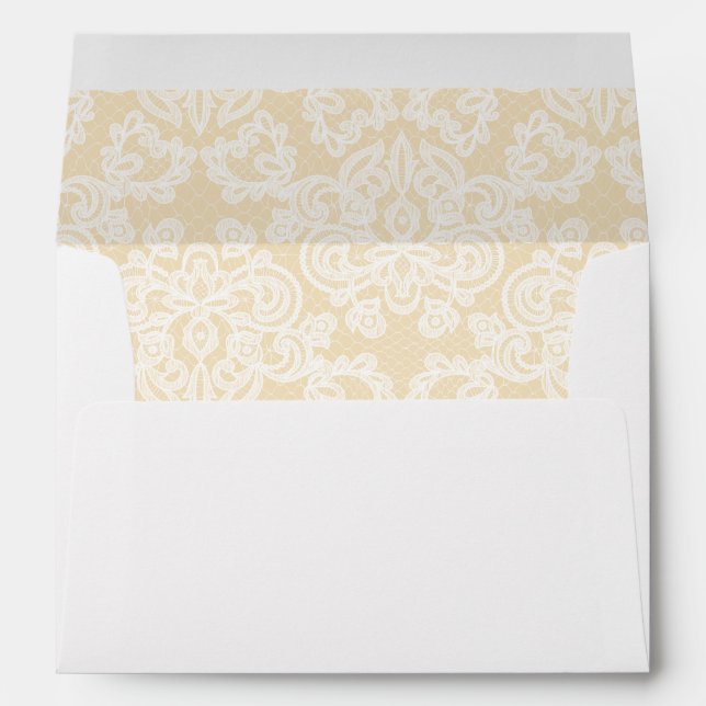 Enveloppe Mariage de script en dentelle noire et o (Dos (Bas))