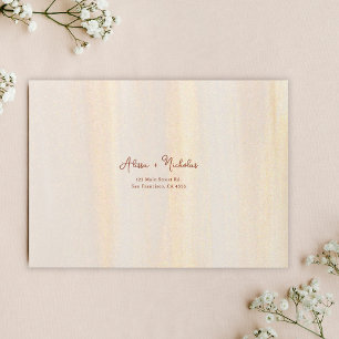 Enveloppe Mariage de script minimaliste Brush Gold & Terraco