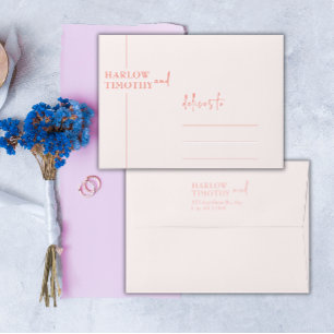 Enveloppe Mariage de script moderne rose