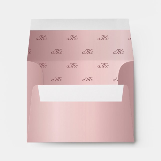 Enveloppe Mariage de script monogramme rose (Dos (Bas))