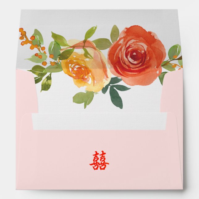 Enveloppe Mariage de style chinois jaune orangé (Dos (Bas))
