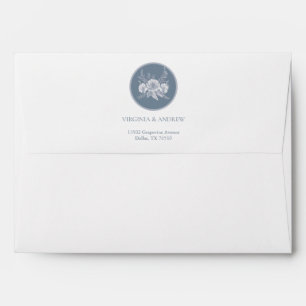 Enveloppe Mariage de style victorien en bleu avec fleurs bla