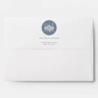 Enveloppe Mariage de style victorien en bleu avec fleurs bla