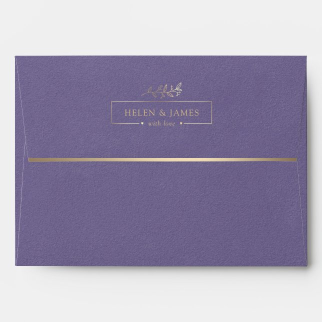 Enveloppe Mariage de texture or et Lilac (Dos (Haut rabat))