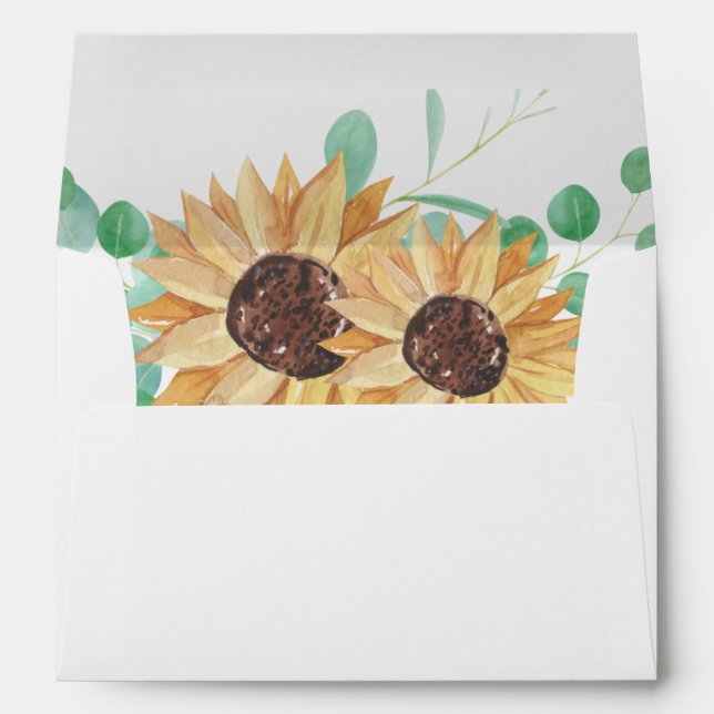 Enveloppe Mariage de tournesol d'eucalyptus rustique (Dos (Bas))