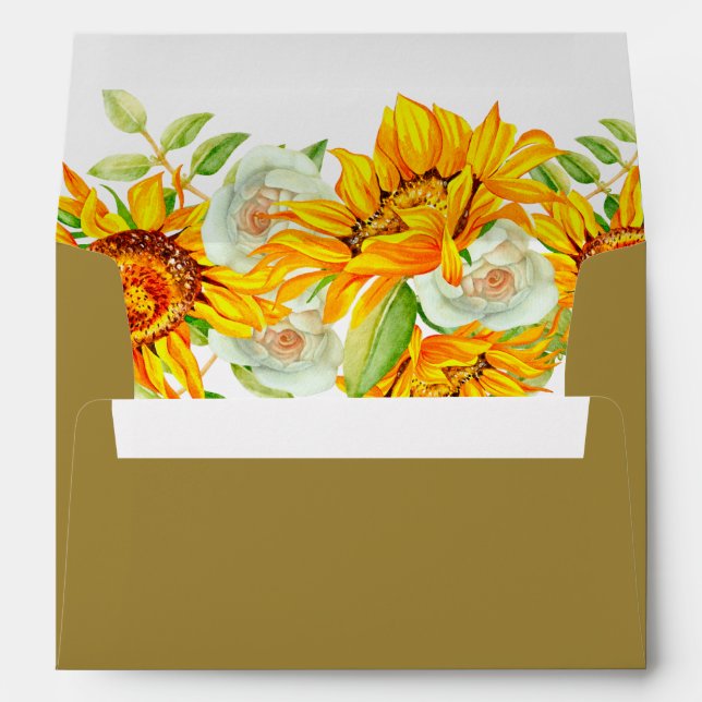 Enveloppe Mariage de tournesols jaunes (Dos (Bas))