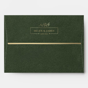 Enveloppe Mariage de trame or et de texture verte