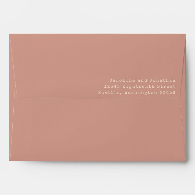 Enveloppe Mariage de typographie Rose Dusty minimal (Dos (Haut rabat))