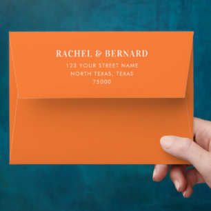 Enveloppe Mariage de typographie Saumon rose et orange éléga