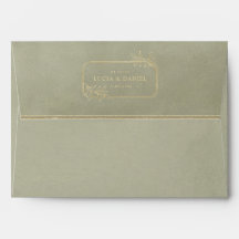 Enveloppe Mariage de velours vert Gold Frame & Sag