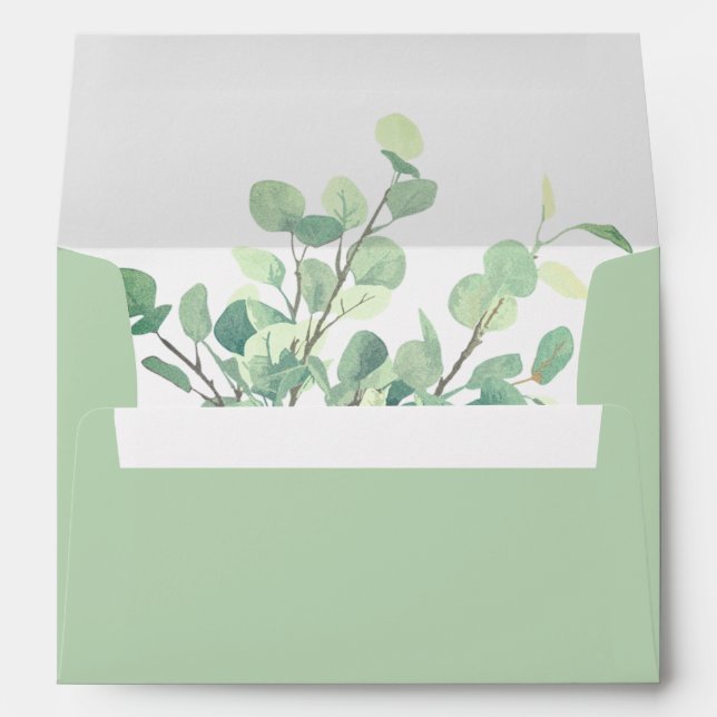 Enveloppe Mariage de verdure simple Eucalyptus (Dos (Bas))