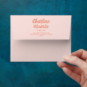 Enveloppe Mariage d'écriture manuscrite rose et ro