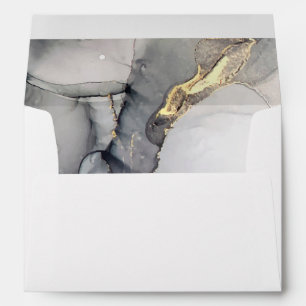 Enveloppe Mariage d'encre d'alcool noir et or