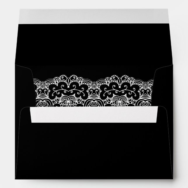 Enveloppe Mariage dentelle noir et blanc (Dos (Bas))
