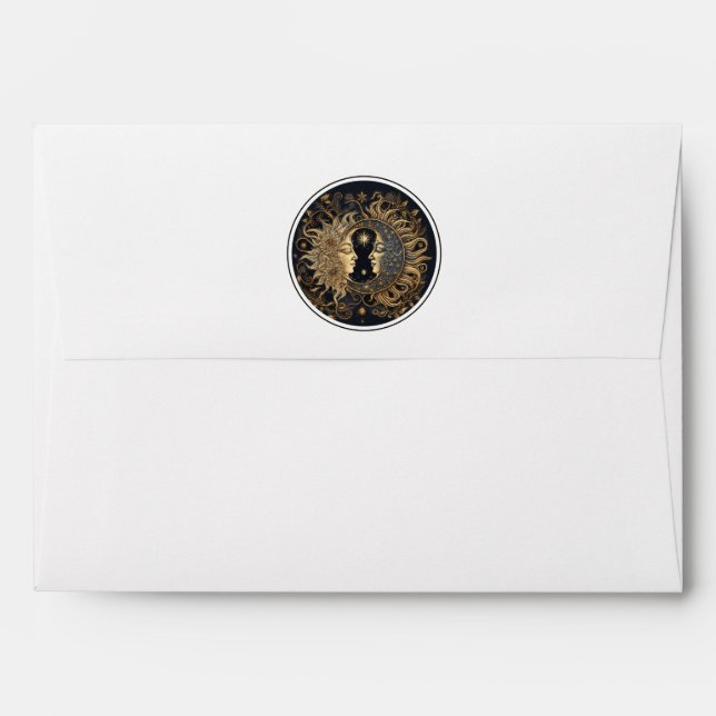 Enveloppe Mariage des étoiles de la lune de soleil céleste (Dos (Haut rabat))