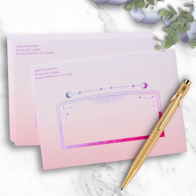 Enveloppe Mariage des étoiles de soleil rose de coucher de s (Créateur téléchargé)