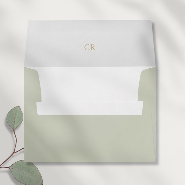 Enveloppe Mariage des initiales d'aquarelle florale vert Sag (Créateur téléchargé)