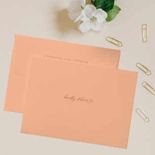Enveloppe Mariage d'été à pêche solide avec script Brown