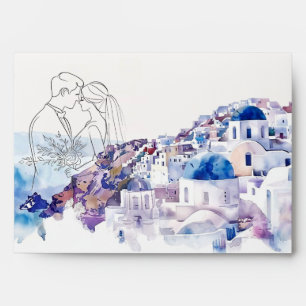 Enveloppe Mariage d'été de destination de Santorini modifiab