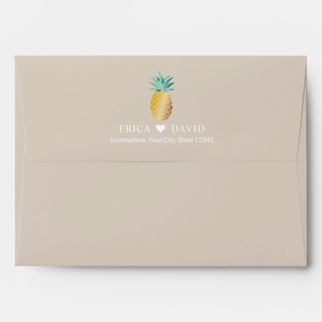 Enveloppe Mariage d'été tropical à l'ananas (Dos (Haut rabat))