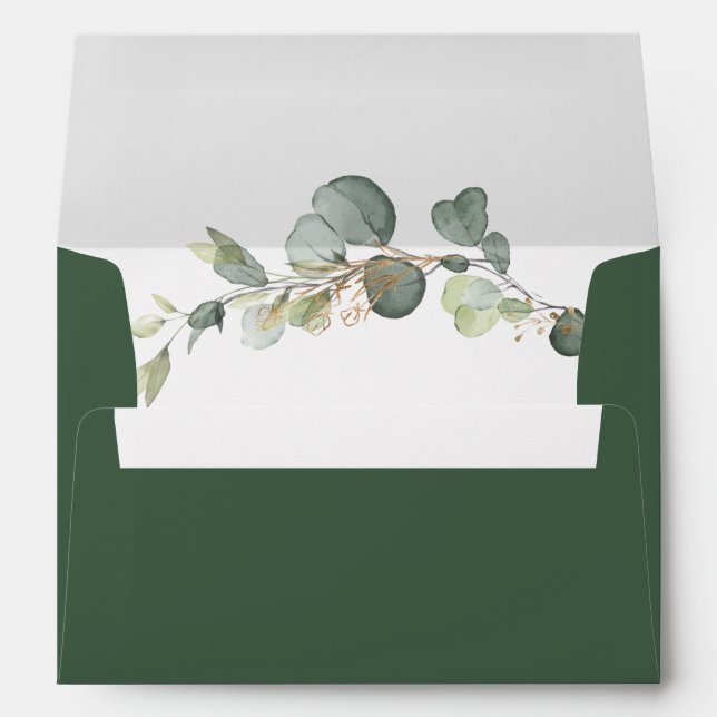 Enveloppe Mariage d'eucalyptus aquarelle (Dos (Bas))