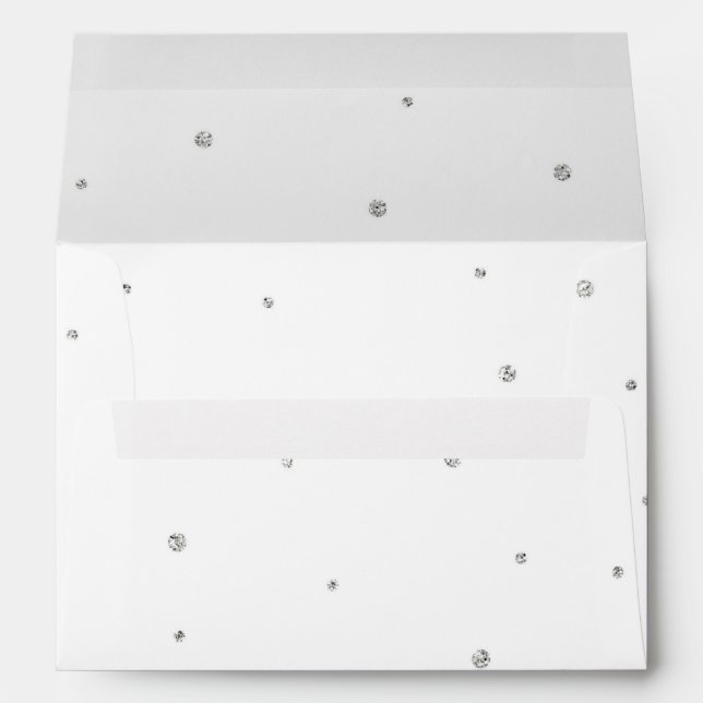Enveloppe Mariage d'hiver Glam Silver & White Dots Party (Dos (Bas))