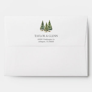 Enveloppe Mariage d'hiver Snowy Pine Tree