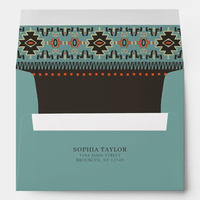 Enveloppe Mariage d'hiver tribal ethnique rustique (Dos (Bas))