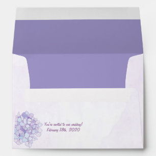 Enveloppe Mariage d'Hydrangée violette préadressé