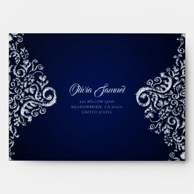 Enveloppe Mariage Diamant Bleu (Devant)