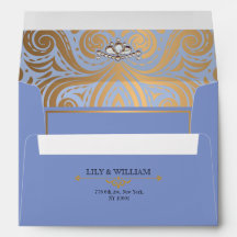 Mariage Diamant Or Art Déco Élégant Bleu