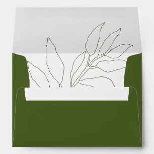 Enveloppe Mariage d'illustration végétale moderne Moss Green