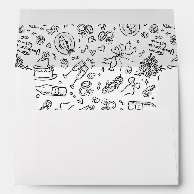 Enveloppe Mariage d'illustrations fantaisistes (Dos (Bas))