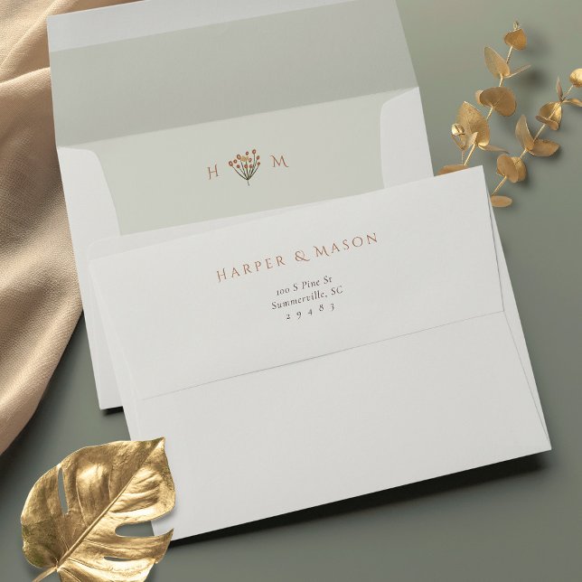 Enveloppe Mariage Doodles Floraux du milieu du siè (Créateur téléchargé)