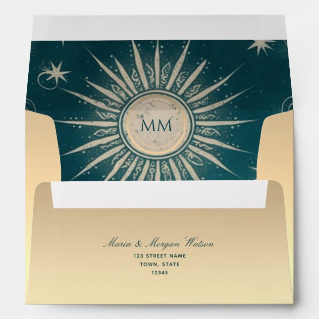 Enveloppe Mariage d'or céleste (Dos (Bas))