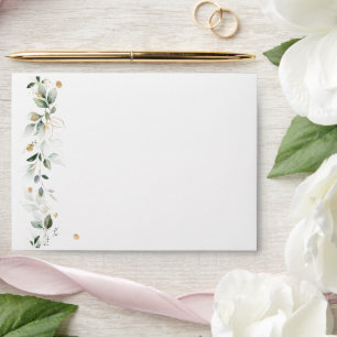 Enveloppe Mariage d'or fleuri Eucalyptus