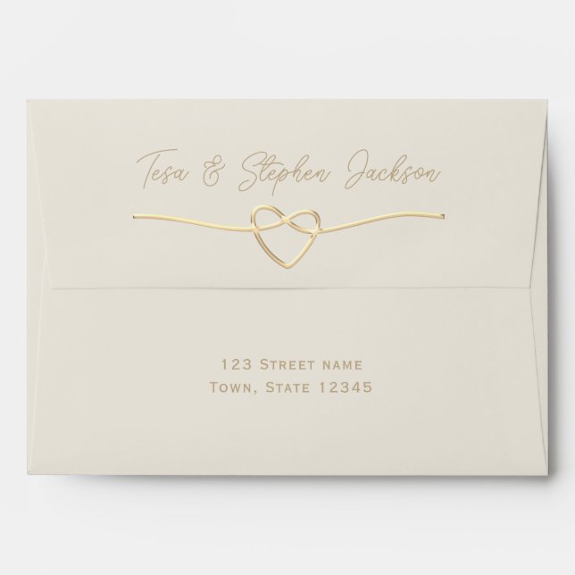 Enveloppe Mariage d'or ivoire simple (Dos (Haut rabat))