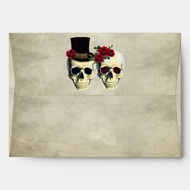 Enveloppe Mariage du crâne de mariée et de chambre (Dos (Haut rabat))