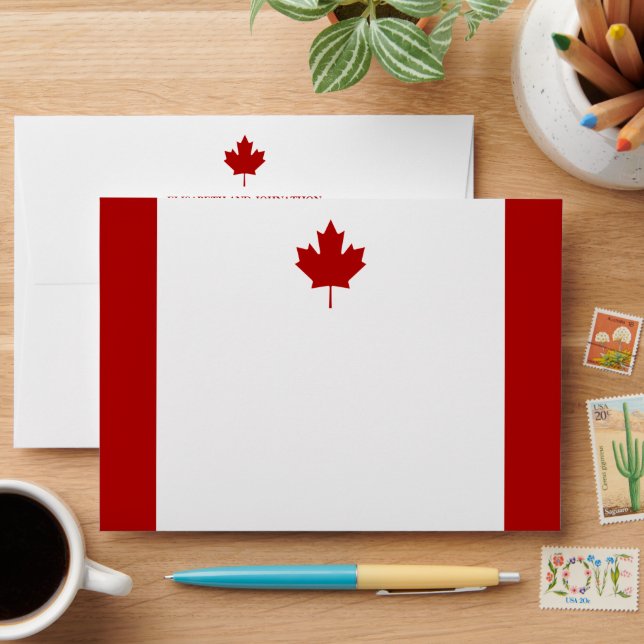 Enveloppe Mariage du drapeau canadien (Desk)