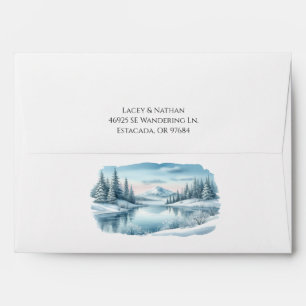 Enveloppe Mariage du lac Snowy Mountain Winter Lake