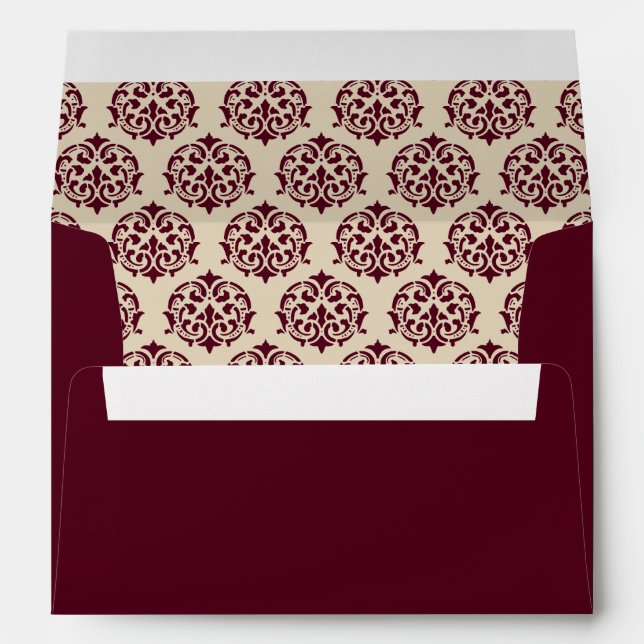 Enveloppe Mariage du modèle Damask de Bourgogne (Dos (Bas))