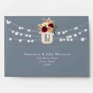 Enveloppe Mariage Dusty Blue String Lights
