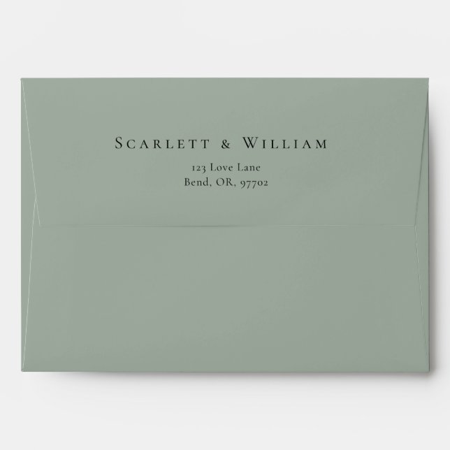 Enveloppe Mariage Dusty Rose Gold Sage Green (Dos (Haut rabat))